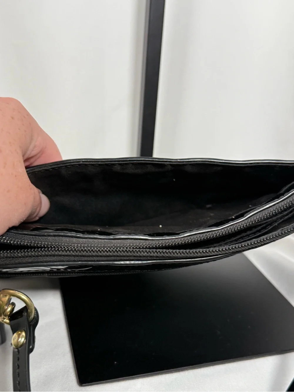 Coach Black Patent Leather Wristlet Crossbody